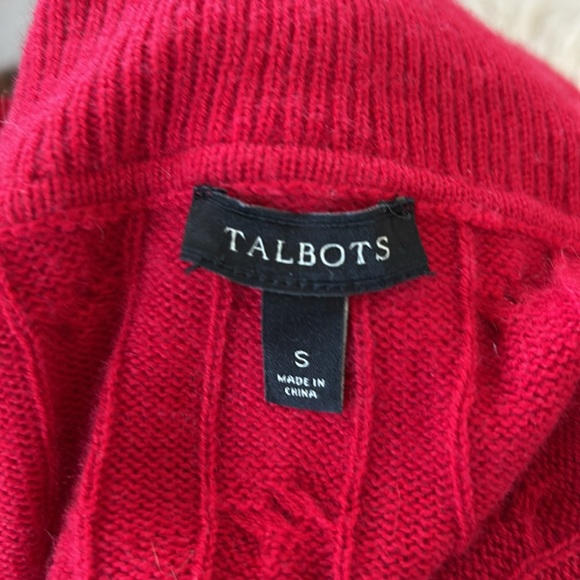 Talbots Red Nylon/Lambswool Blend Cable Knit Turtleneck Sz S - Picture 6 of 7